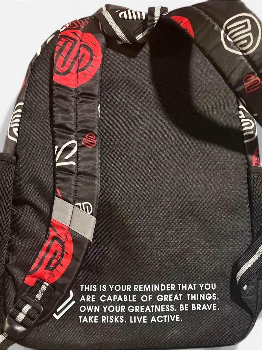 NEW! Justice Black Backpack with Red and White Accents